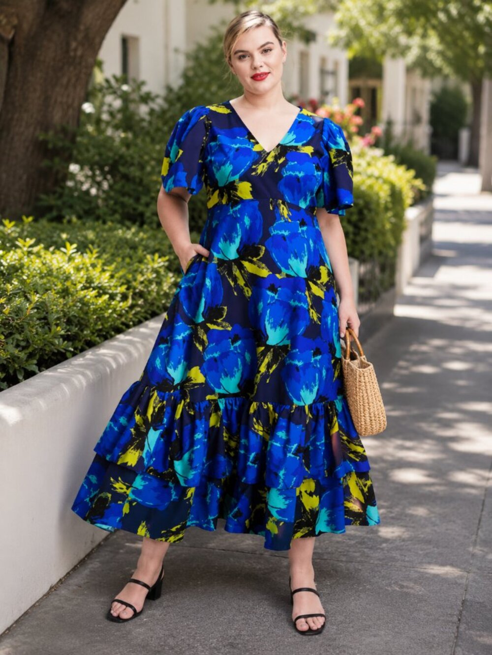 Christopher John Rogers x Target Floral Puff Sleeve Tiered Dress Size 2